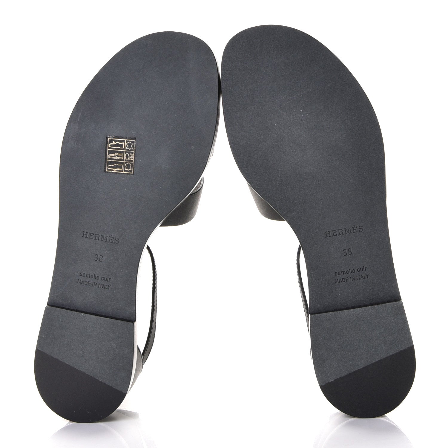 Hermes Calfskin Santorini Sandals 38 Black 6 of 7