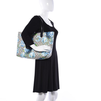 Gucci GG Supreme Monogram Blooms Medium Reversible Tote Beige Blue Navy 2 of 16