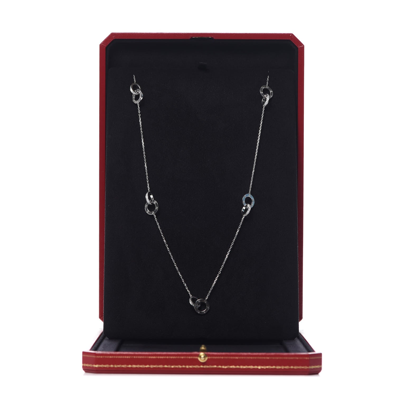 Cartier 18K White Gold Diamond LOVE Long Station Necklace 6 of 6