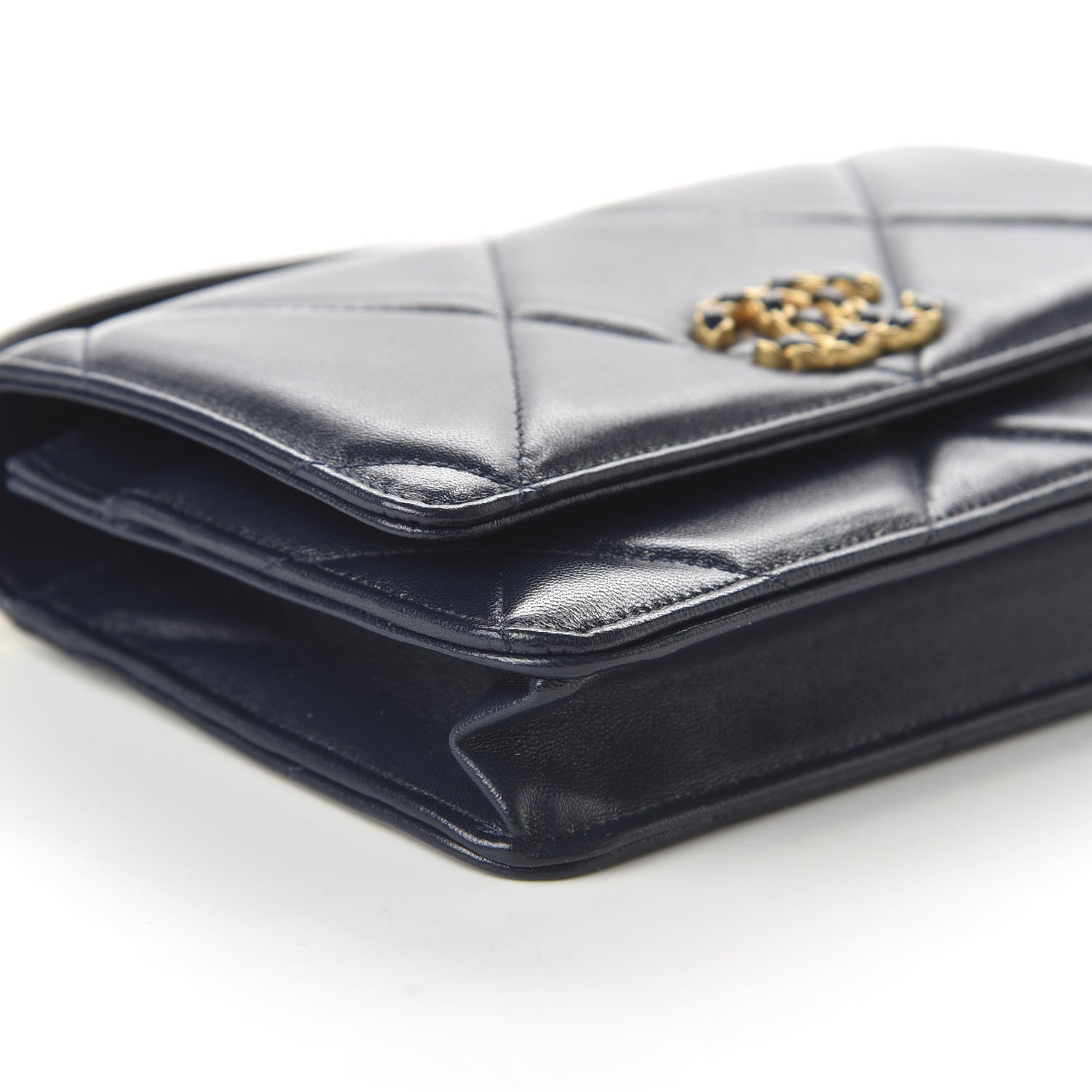 Chanel Lambskin Quilted 19 Wallet On Chain WOC Navy Blue 6 of 11