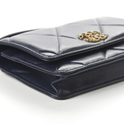 Chanel Lambskin Quilted 19 Wallet On Chain WOC Navy Blue 6 of 11