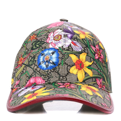 Gucci GG Supreme Flora Claudia Baseball Hat 58 L Red 6 of 9