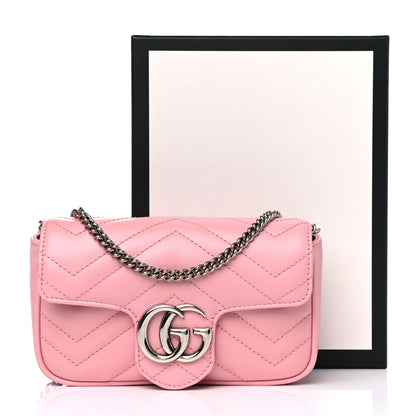 Gucci Calfskin Matelasse Super Mini GG Marmont Shoulder Bag Wild Rose 14 of 14