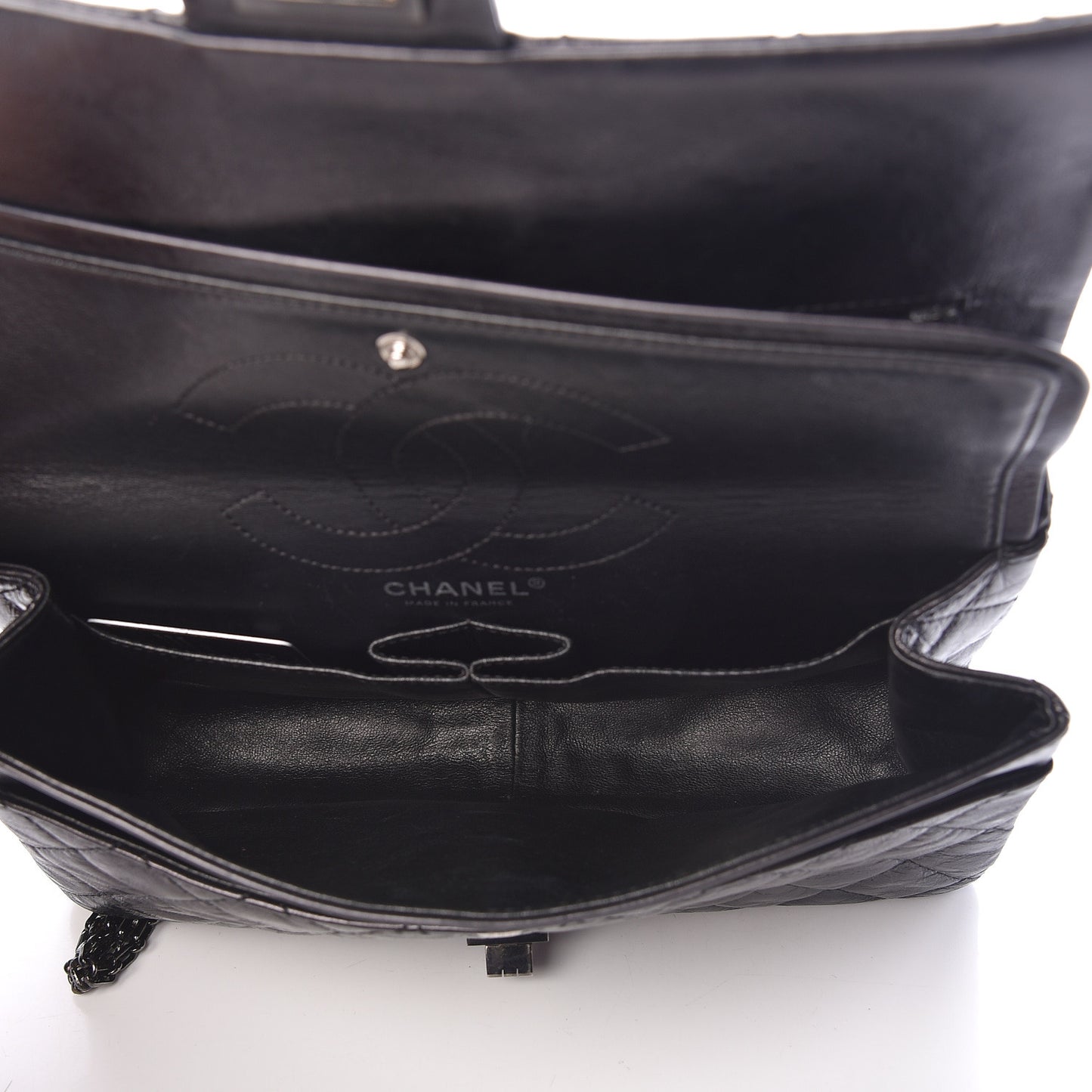 Metallic Aged Calfskin Quilted 2.55 Reissue 226 Flap So Black