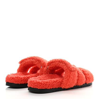 Hermes Woolskin Womens Chypre Sandals 37.5 Orange 4 of 8