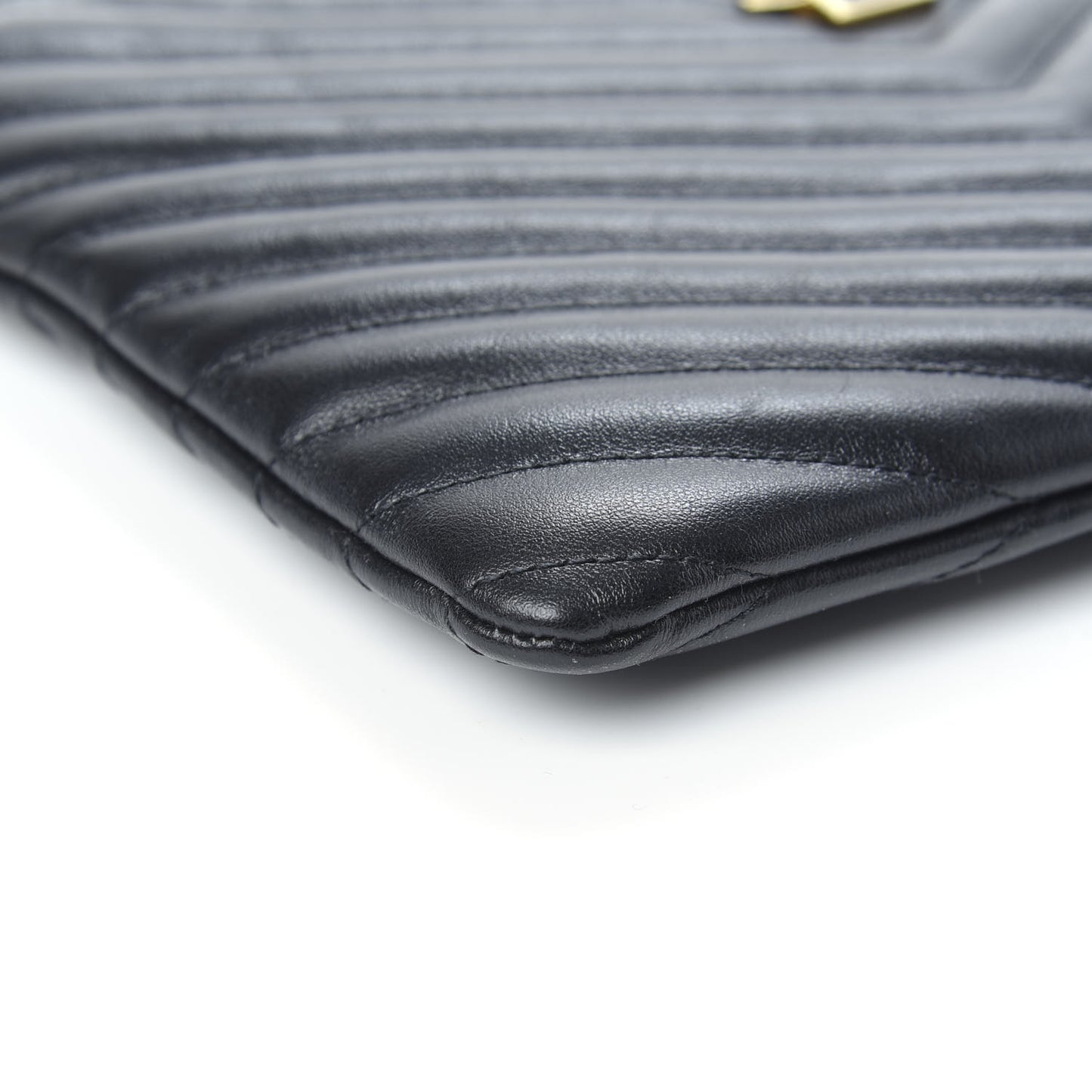 Calfskin Matelasse Chevron Monogram A5 Wristlet Black