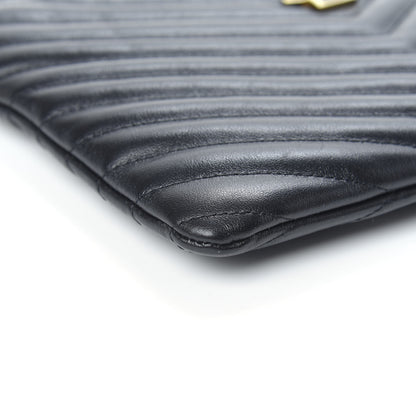 Saint Laurent Calfskin Matelasse Chevron Monogram A5 Wristlet Black 8 of 10