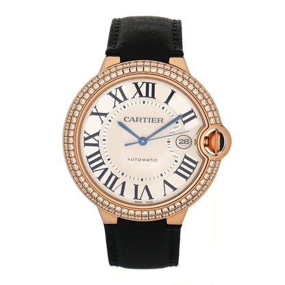 Cartier 18K Pink Gold Nylon Diamond Bezel 42mm Ballon Bleu De Cartier Automatic Watch 1 of 4