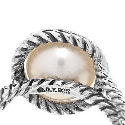 David Yurman Sterling Silver Diamond Pearl Cable Ring 50 5.5 4 of 4