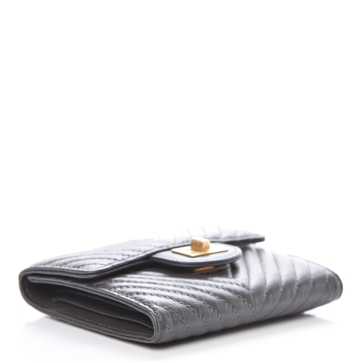 Aged Calfskin Chevron Reissue Compact Wallet Grey