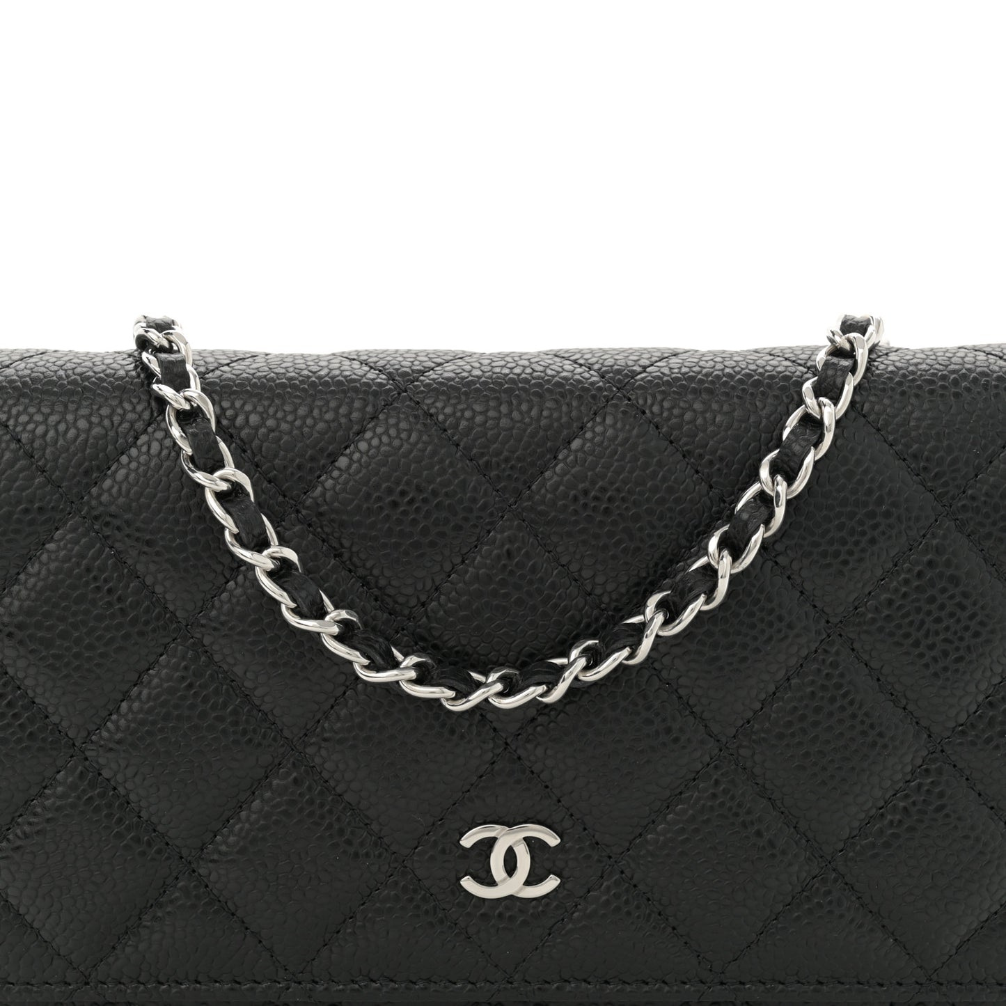 Caviar Quilted Wallet on Chain WOC Black