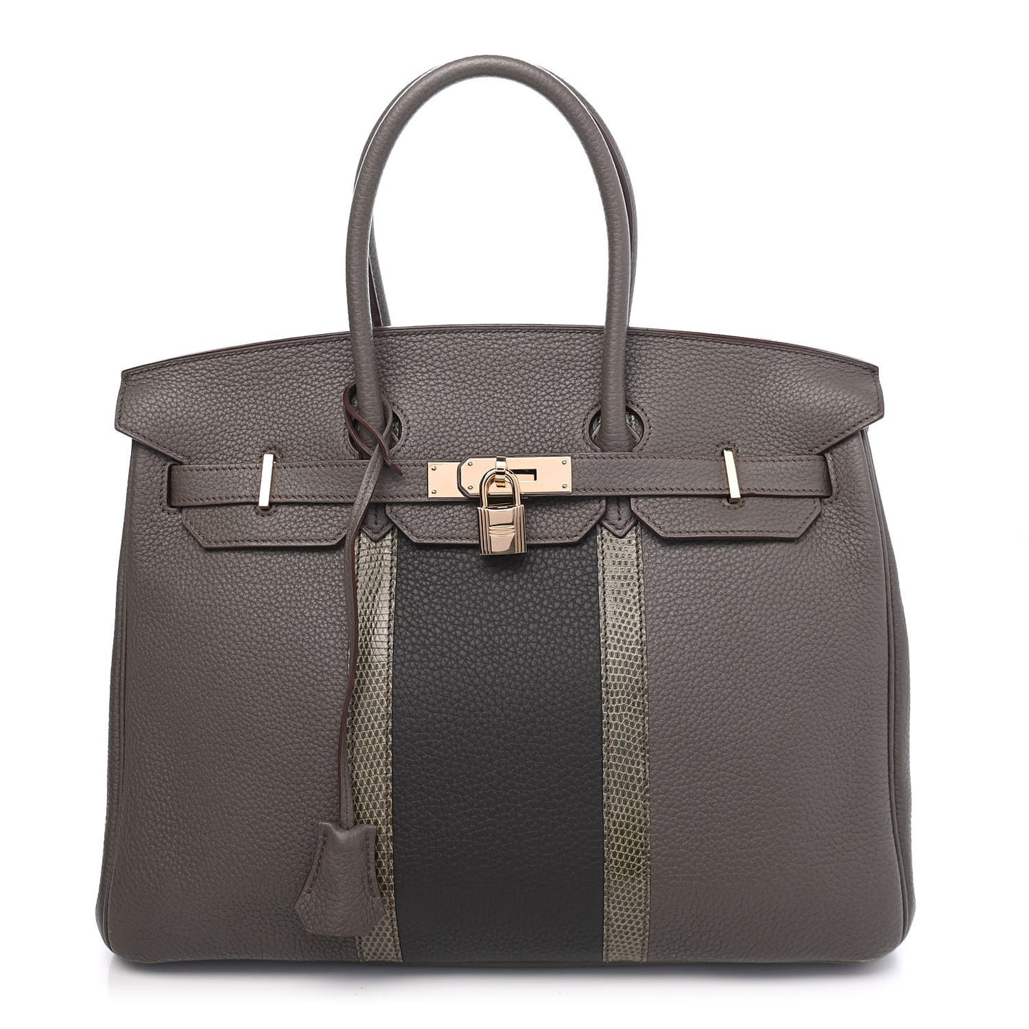 Taurillon Clemence Lizard Club Birkin 35 Etain Graphite