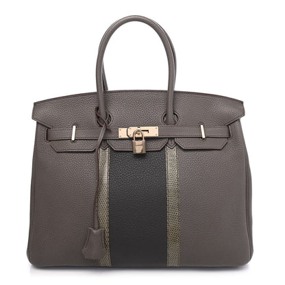 Hermes Taurillon Clemence Lizard Club Birkin 35 Etain Graphite 1 of 10