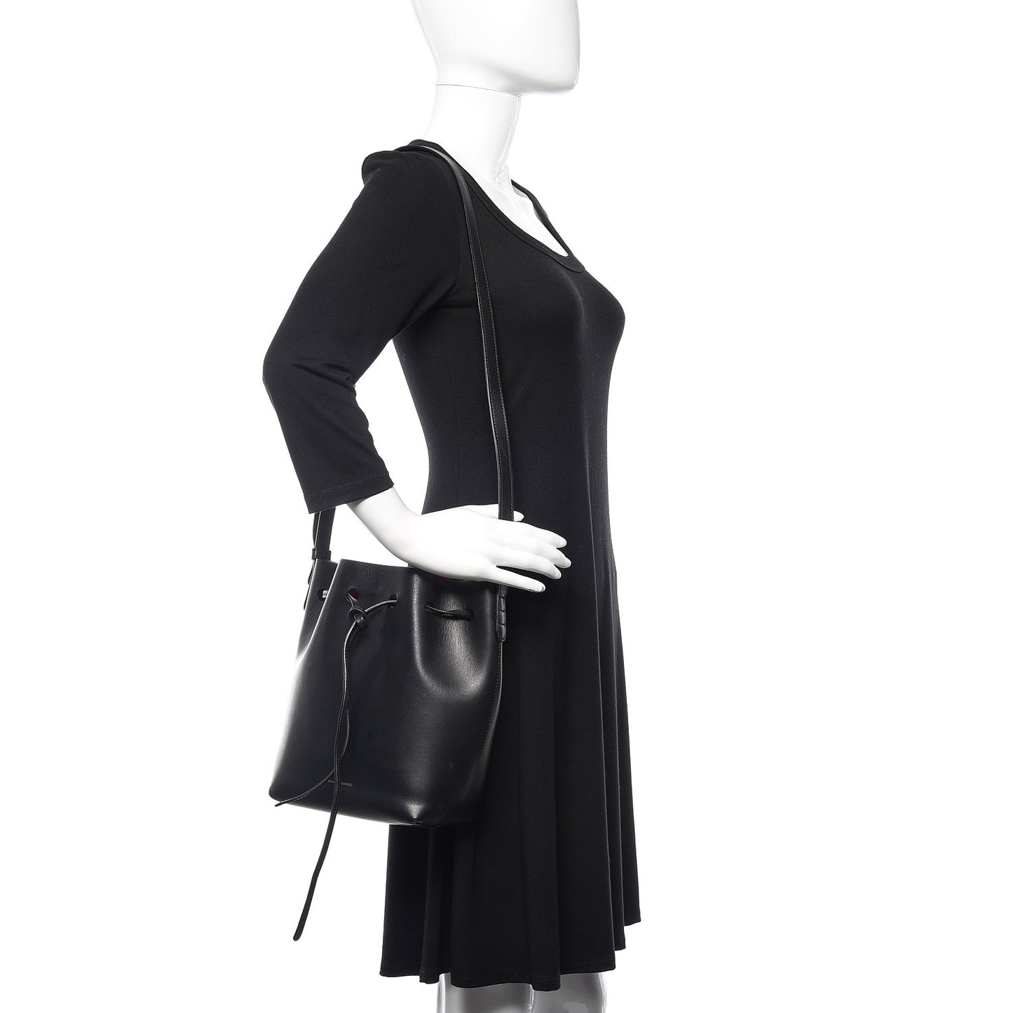 Calfskin Mini Bucket Bag Black Flamma