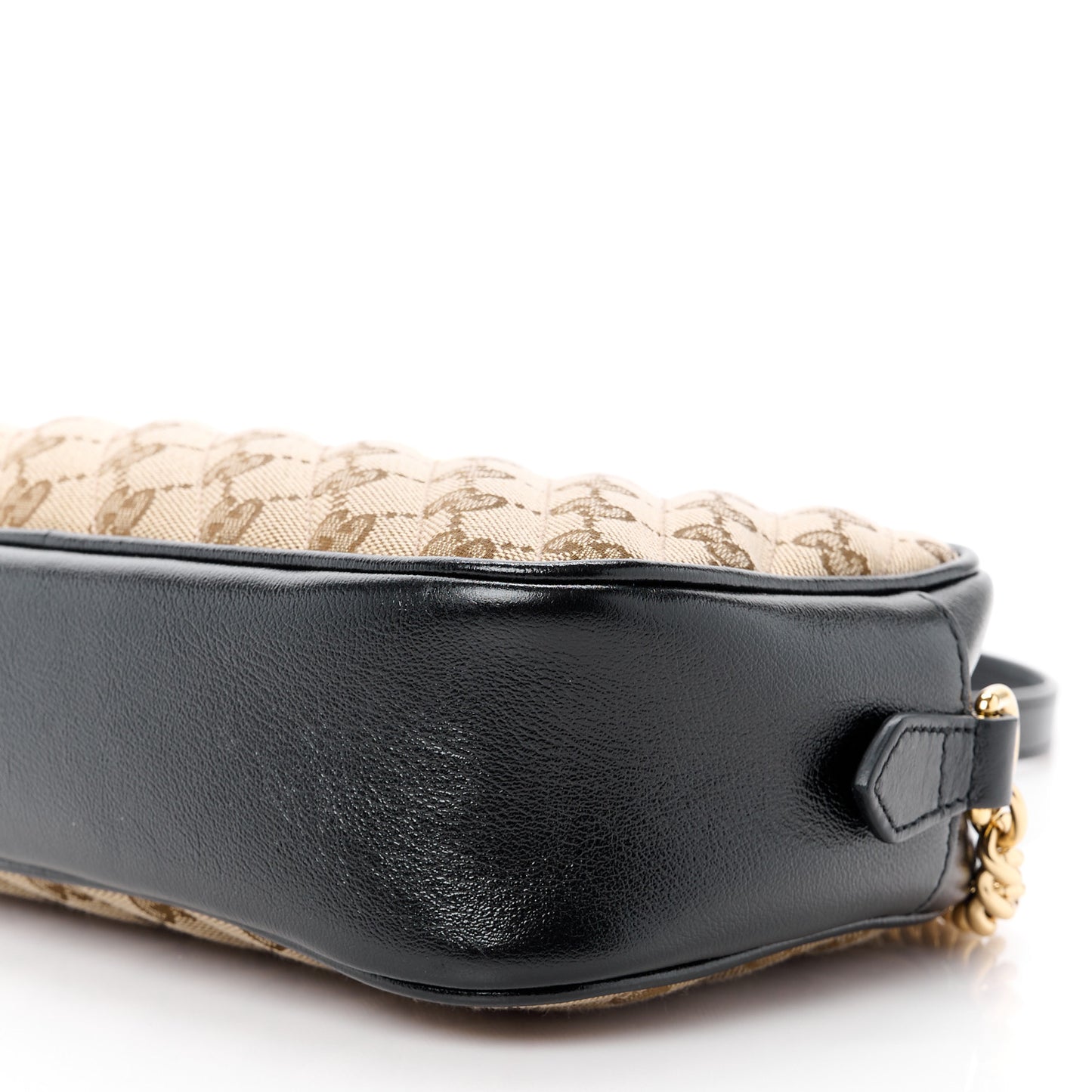 Monogram Matelasse Diagonal Small GG Marmont Chain Shoulder Bag Beige Black