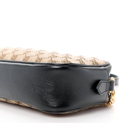 Gucci Monogram Matelasse Diagonal Small GG Marmont Chain Shoulder Bag Beige Black 12 of 12