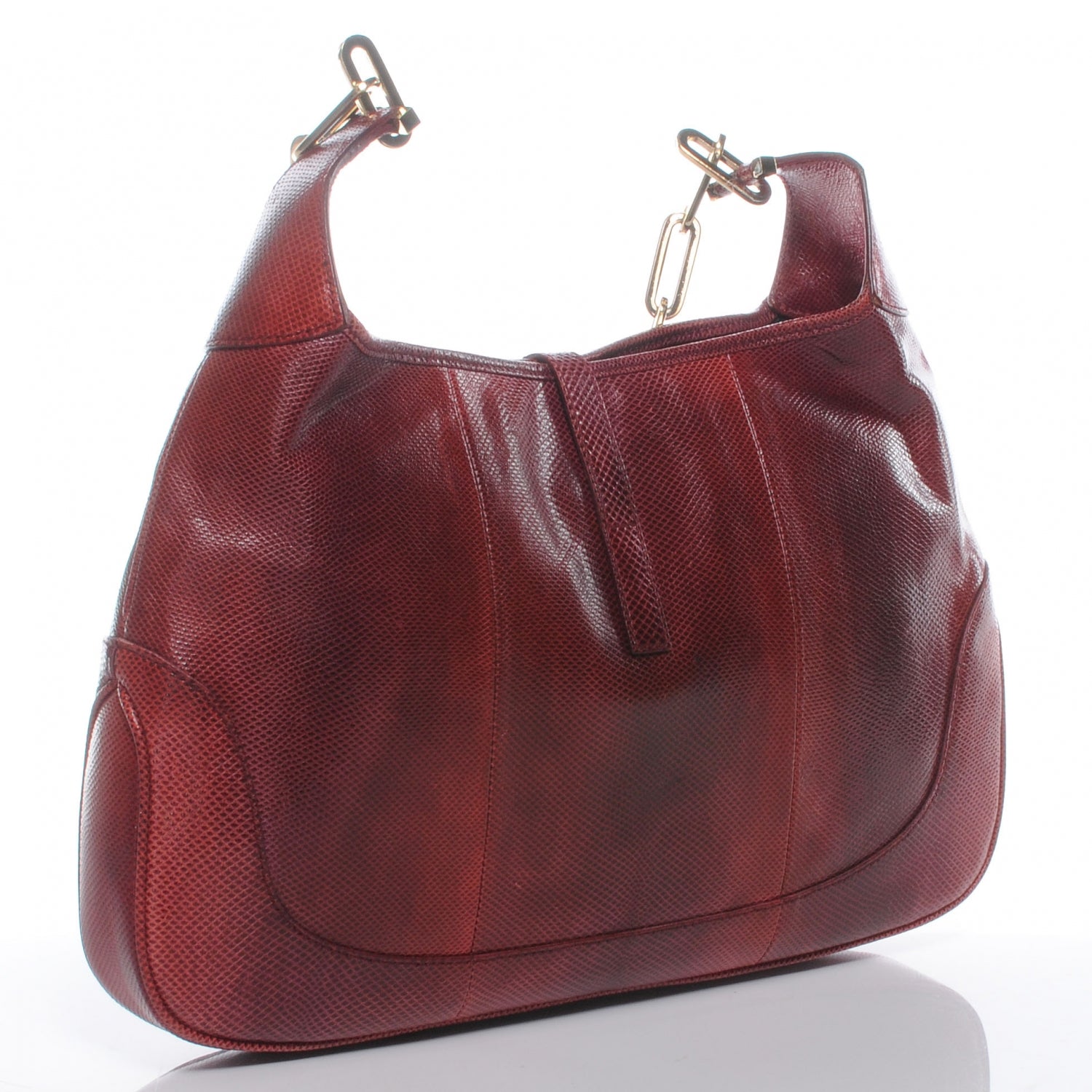 Gucci Lizard Jackie O Hobo Red 3 of 7