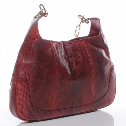 Gucci Lizard Jackie O Hobo Red 3 of 7