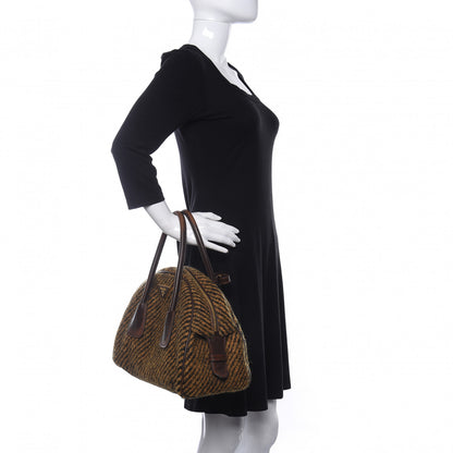 Prada Tessuto Tweed Vitello Vintage Bowling Bag Brown 2 of 12