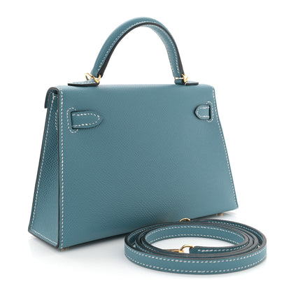 Hermes Epsom Mini Kelly Sellier 20 New Blue Jean 3 of 11