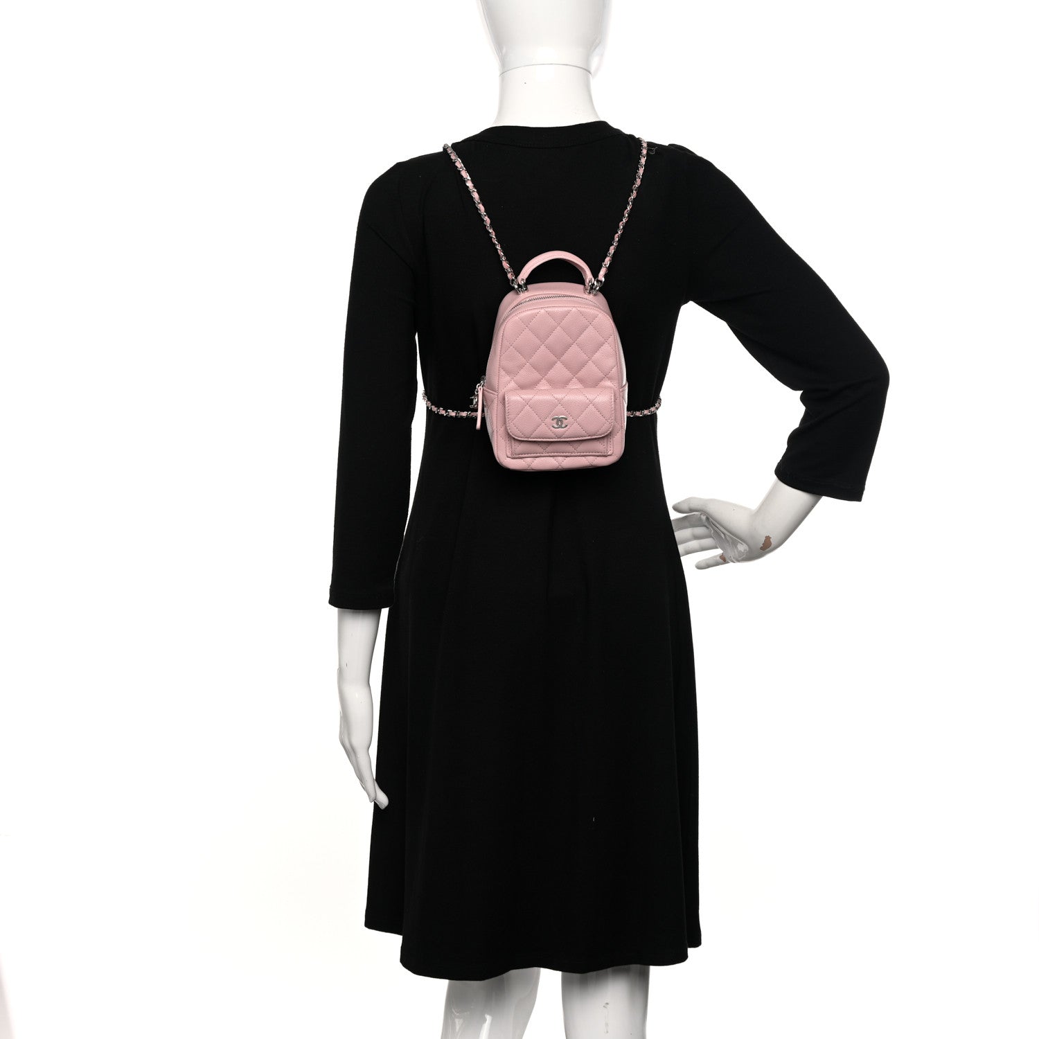 Chanel Caviar Quilted CC Mini Classic Backpack Light Pink 2 of 12