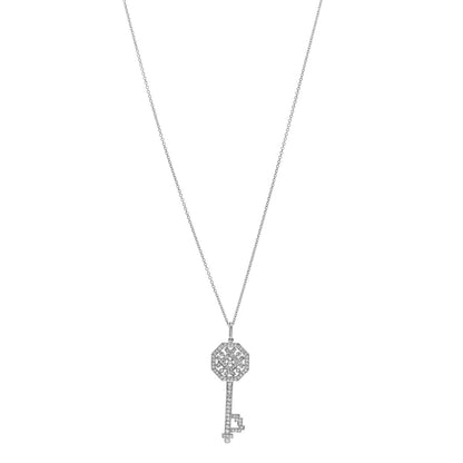 Tiffany Platinum Diamond Octagon Key Charm Pendant Necklace 1 of 6