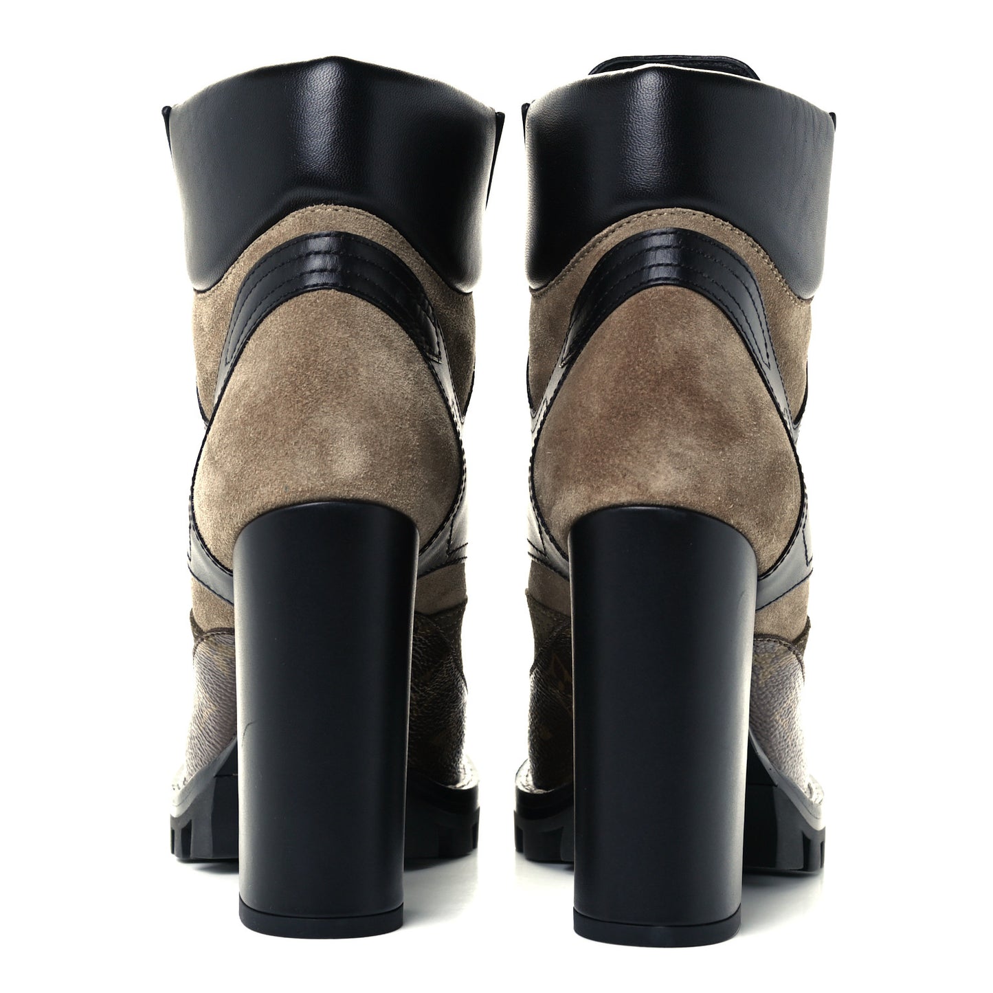 Suede Calfskin Monogram Star Trail Ankle Boots 36 Khaki