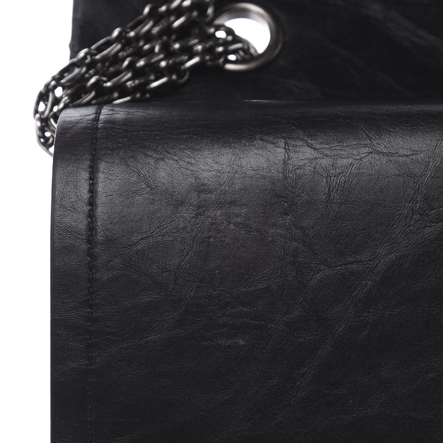 Aged Calfskin Quilted 2.55 Reissue 227 Flap Black