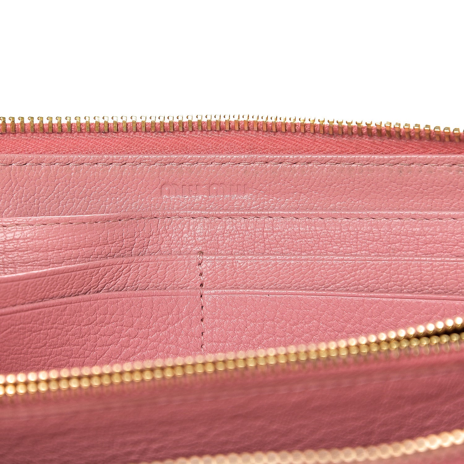 Miu Miu Goatskin Madras Zip Around Wallet Rosa 5 of 10