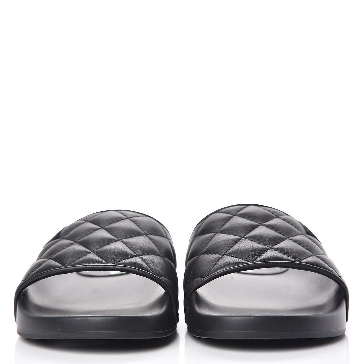 Lambskin Quilted CC Mules Sandals 39 Black