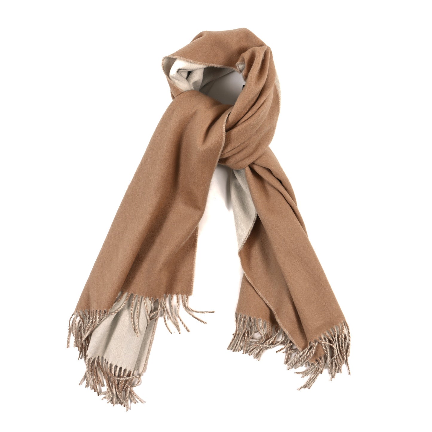 Cashmere Double Face Scarf White Camel