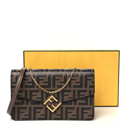 Fendi Vitello Ceylon Bi-Color FF 1974 Embossed FF Diamonds Chain Wallet Maya Black 12 of 12