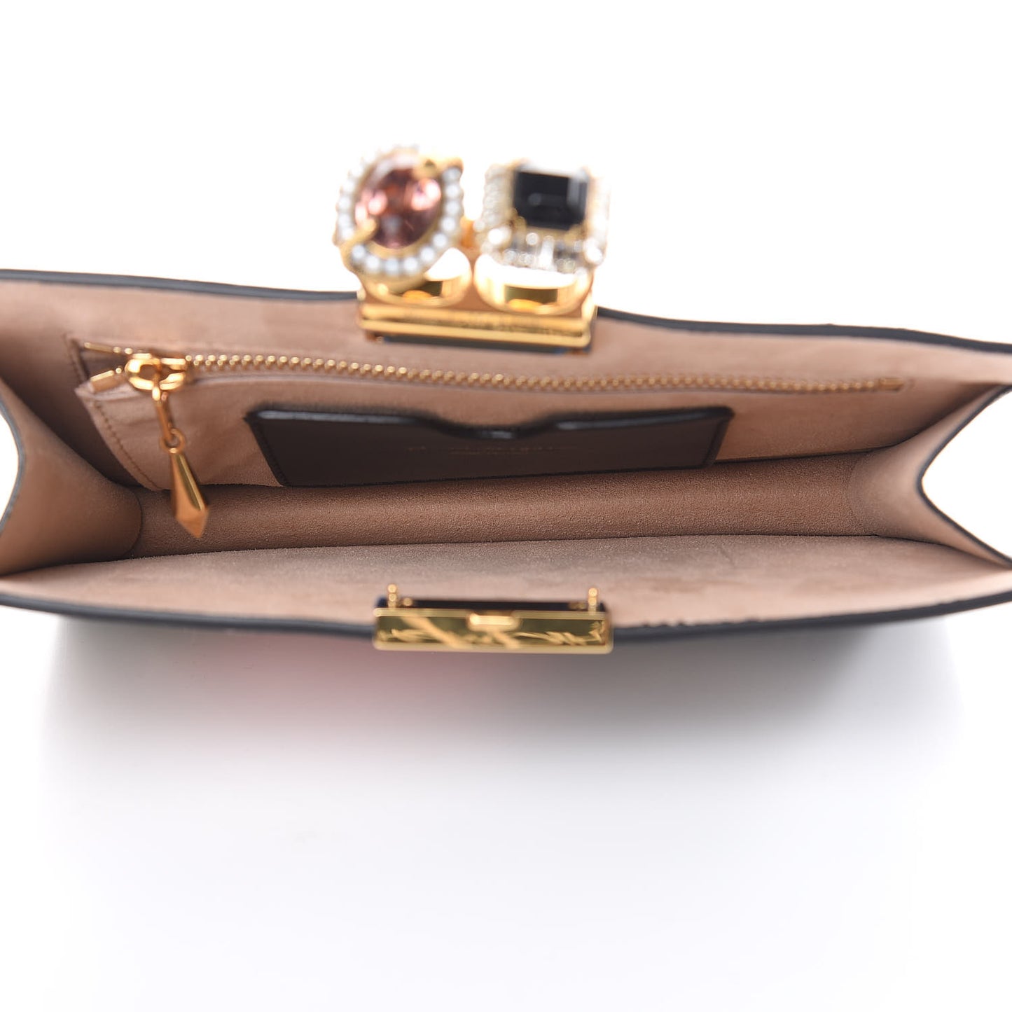 Calfskin Embroidered Knuckle Clutch Black Multi