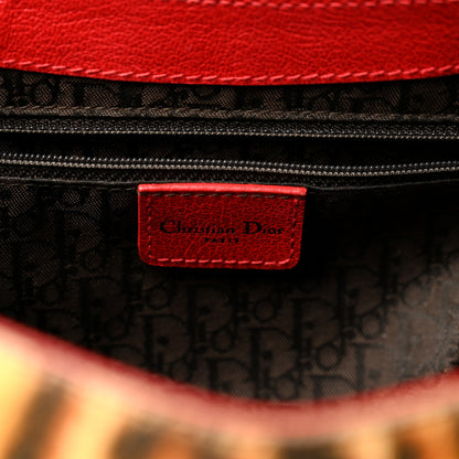 Christian Dior Pony Hair Leopard Print Diva Logo Shoulder Bag Red 6 of 12