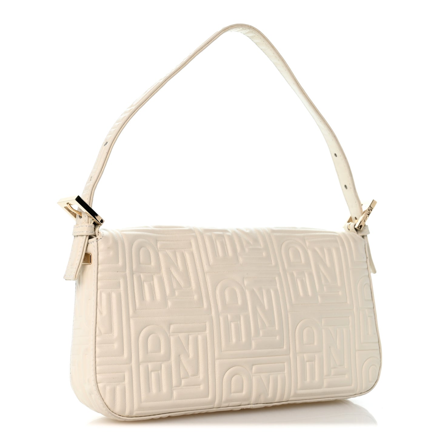 Nappa Logo Embossed Baguette White
