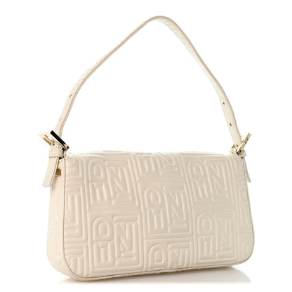 Fendi Nappa Logo Embossed Baguette White 3 of 13
