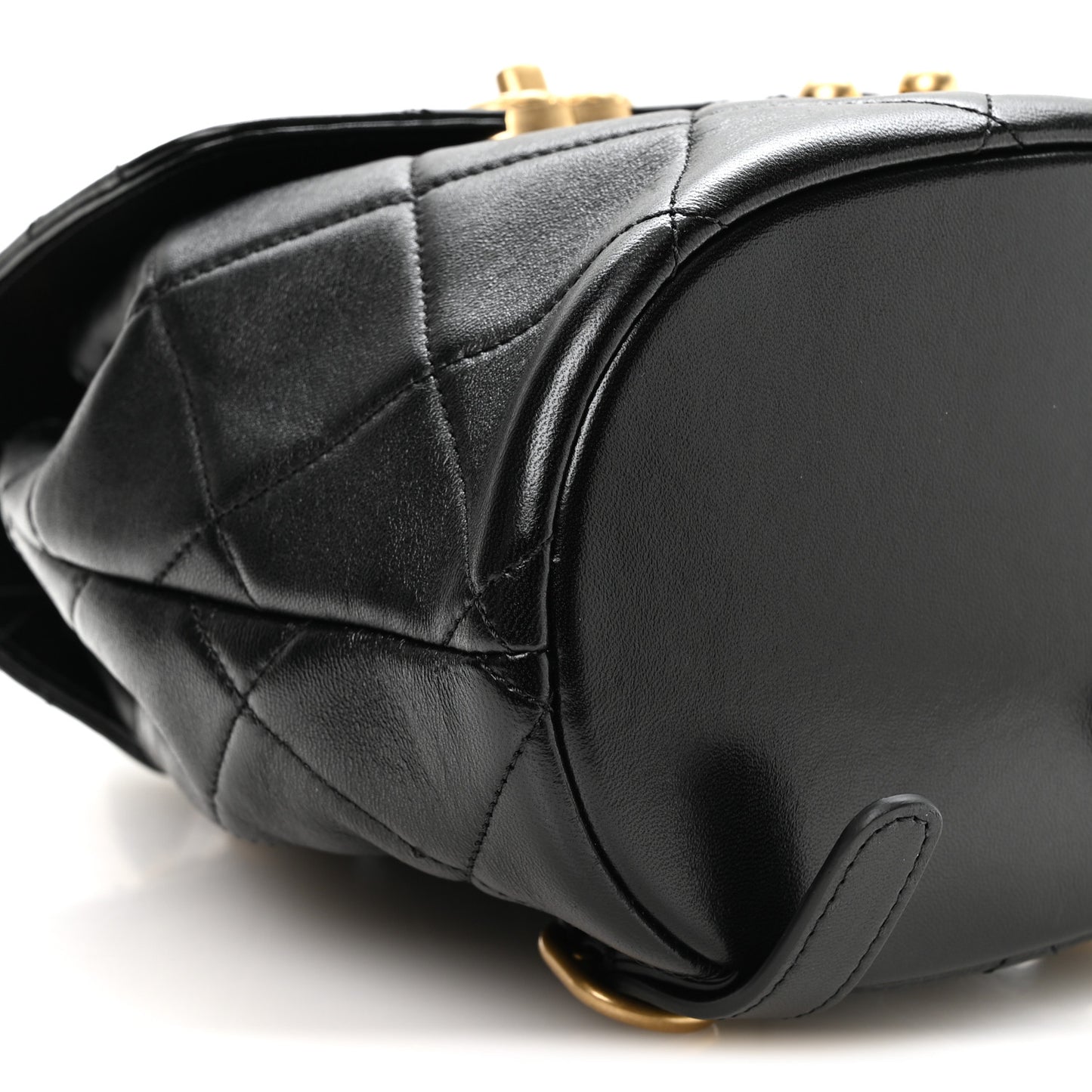 Lambskin Quilted Logo Mini Backpack Black