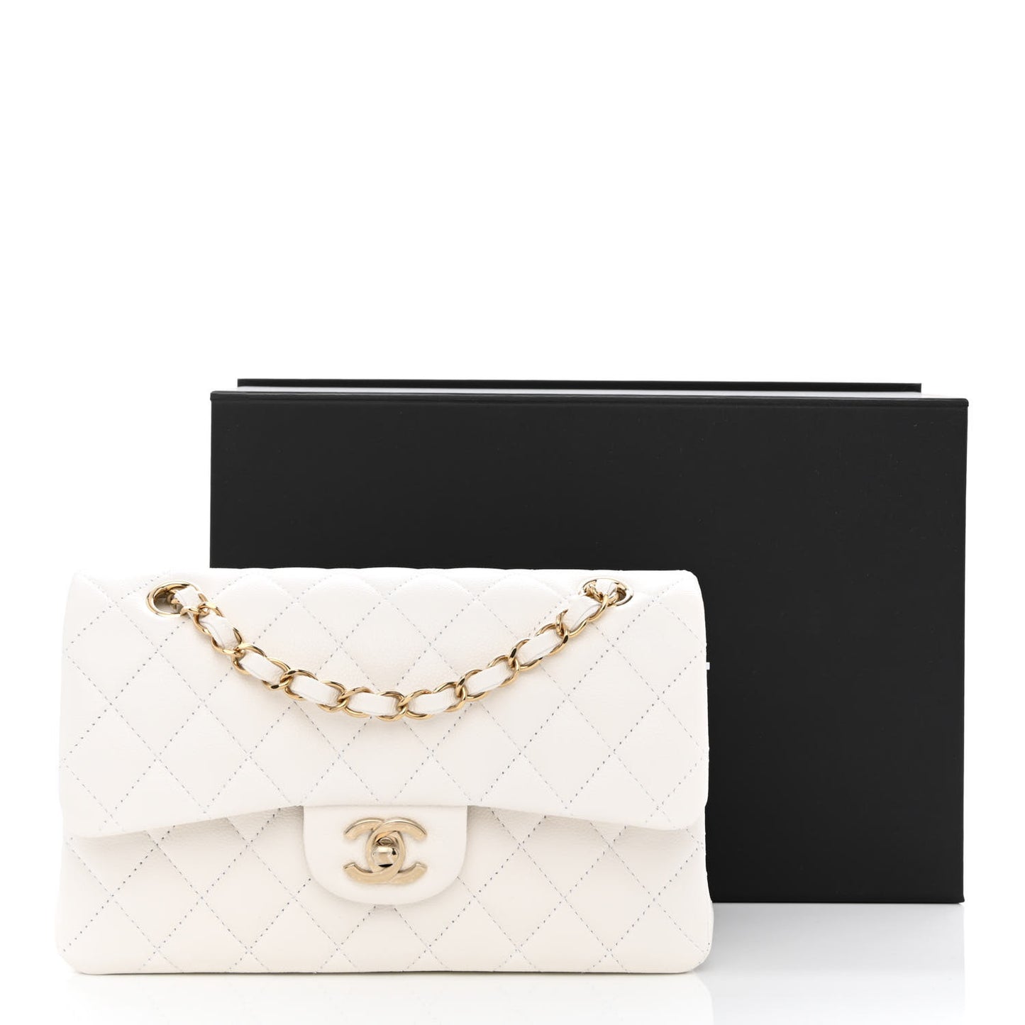 Caviar Quilted Small Double Flap White