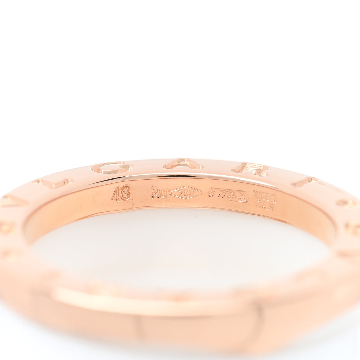 18K Rose Gold White Ceramic B.Zero1 Four-Band Ring 48 4.5