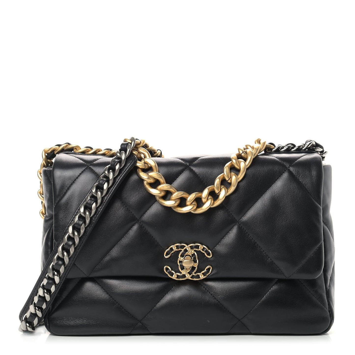 Lambskin Quilted Large Chanel 19 Flap Black