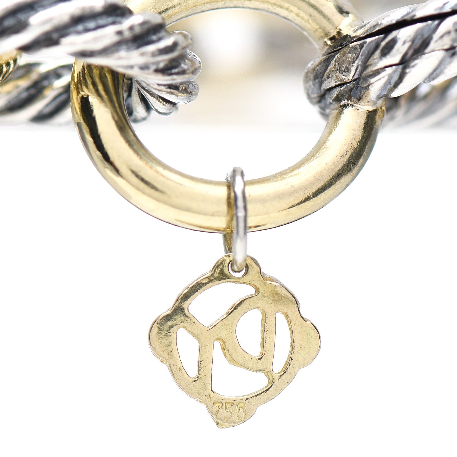 David Yurman Sterling Silver 18K Yellow Gold 12mm Large Oval Link Bracelet 3 of 3