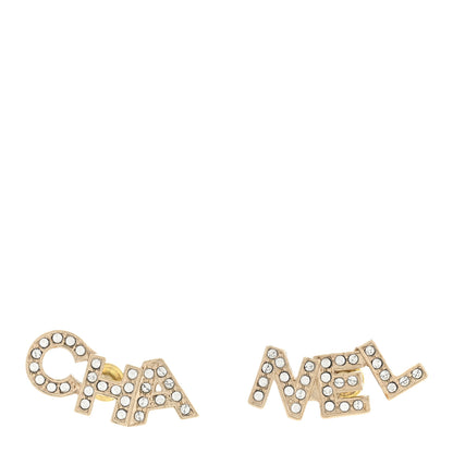 Chanel Crystal Pearl Signature Stud Earrings Gold 1 of 4