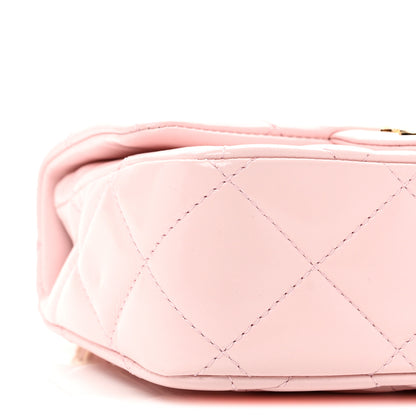 Chanel Shiny Lambskin Quilted Mini Twisted Links Top Handle Flap Light Pink 9 of 11