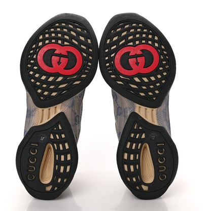 Gucci Ultralight Plume Calfskin Monogram Printed Womens Gucci Run Sneakers 37 Beige Blue 5 of 9