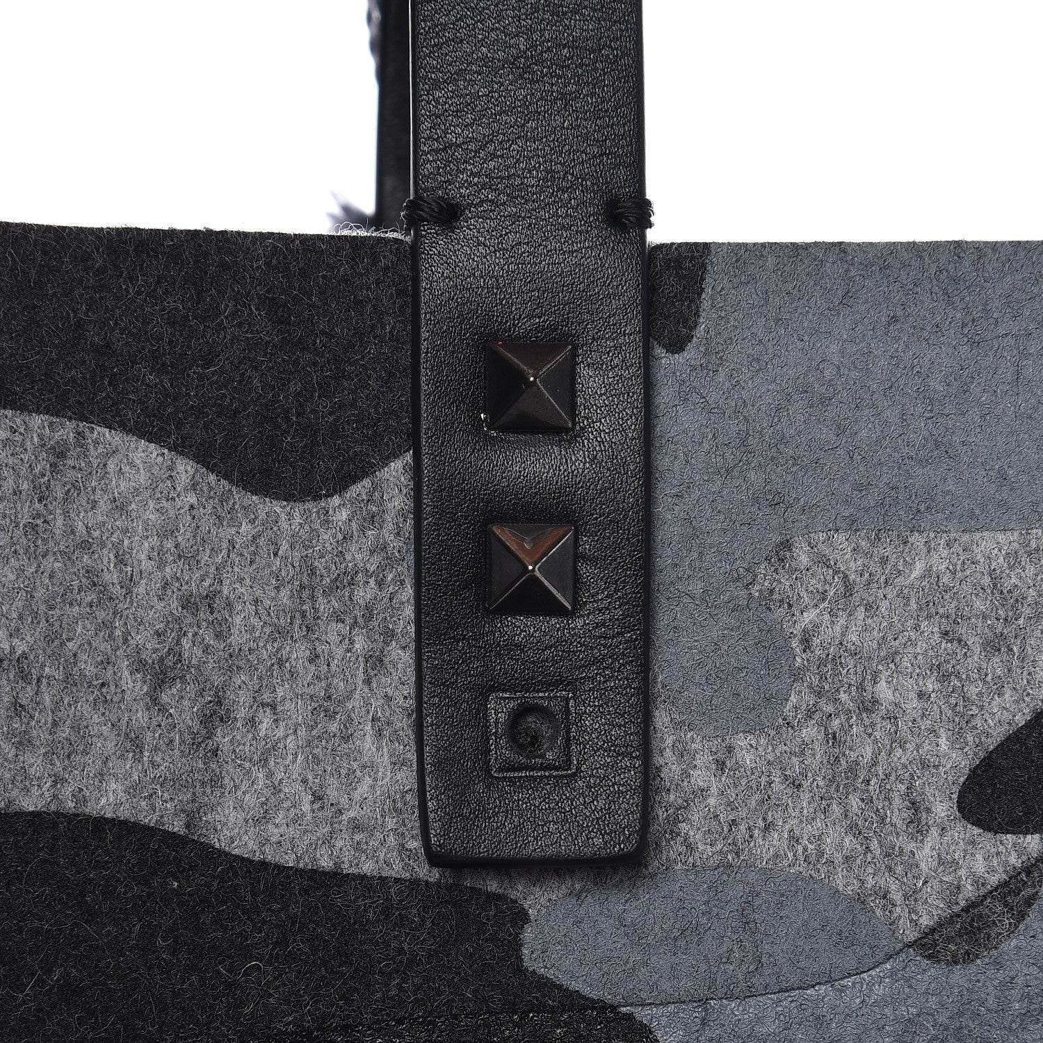 Valentino Garavani Felt Camouflage Rockstud Vertical Tote Grey 8 of 8