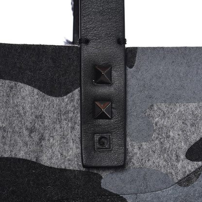 Valentino Garavani Felt Camouflage Rockstud Vertical Tote Grey 8 of 8
