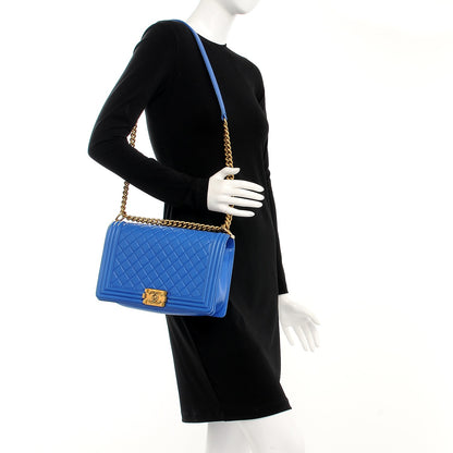 Chanel Lambskin Quilted New Medium Boy Flap Blue 2 of 7