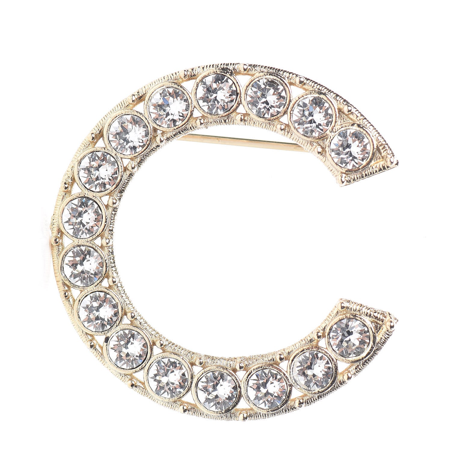 Chanel Crystal Cha-Nel Logo Brooch Set Gold 3 of 10