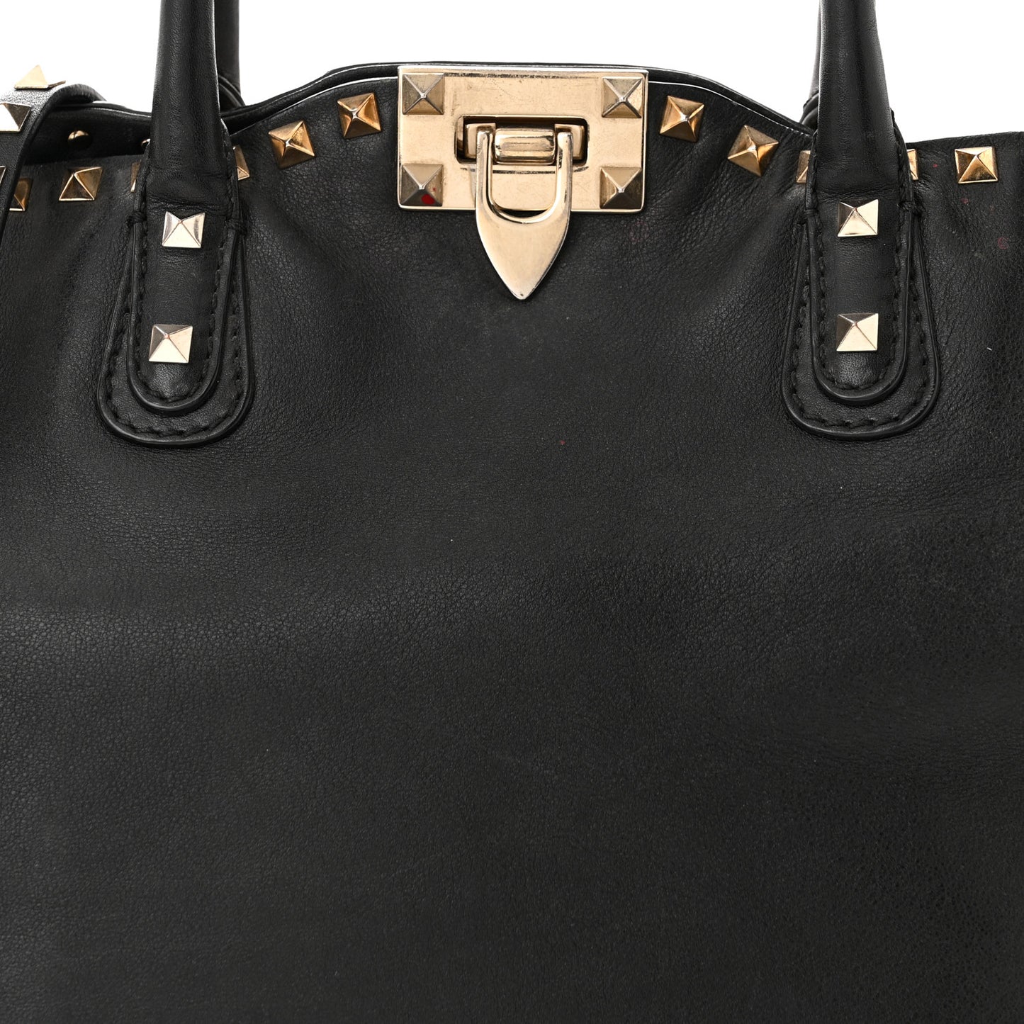 Vitello Rockstud Dome Satchel Black