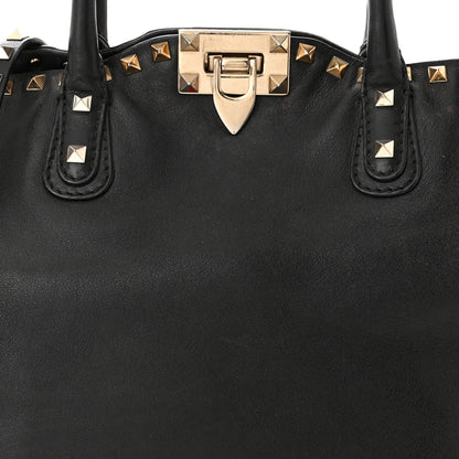 Valentino Garavani Vitello Rockstud Dome Satchel Black 7 of 21